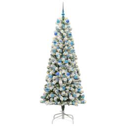Berkfield Home Realistic Artificial Hinged Christmas Tree Green & white 210 cm - thumbnail 1