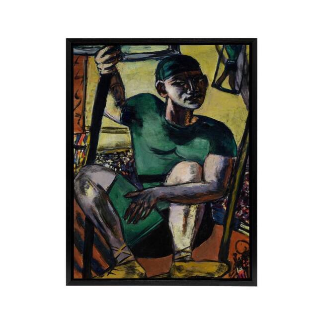 "Artery8 Acrobat Portrait on the Trapeze Max Beckmann Black Framed Canvas Art - Size: W12"" x H16""" - image 1