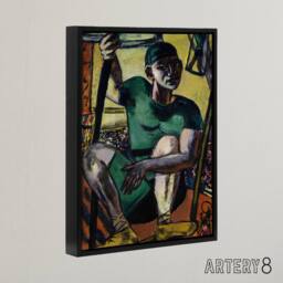 "Artery8 Acrobat Portrait on the Trapeze Max Beckmann Black Framed Canvas Art - Size: W12"" x H16""" - thumbnail 2