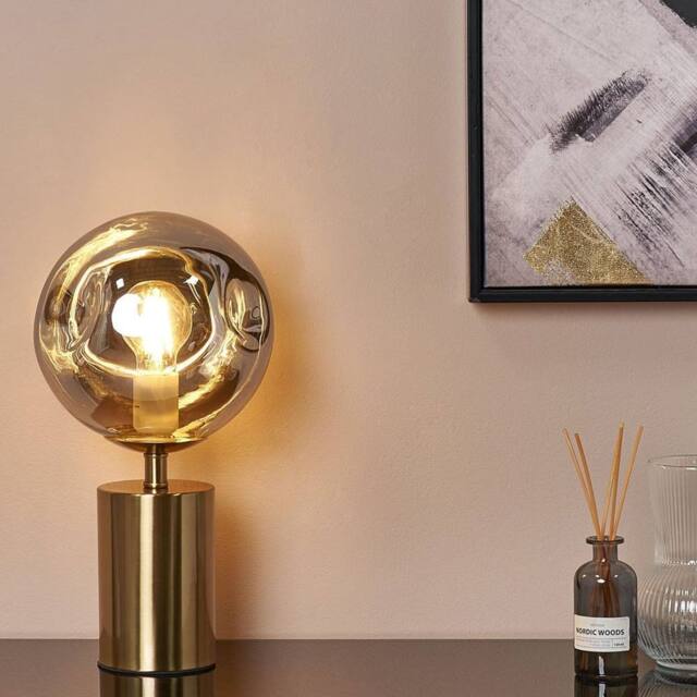 Wyld and Coco Brass Table Lamp with Irregular Glass Shade Modern Glam in Bronze - image 1