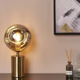 Wyld and Coco Brass Table Lamp with Irregular Glass Shade Modern Glam in Bronze