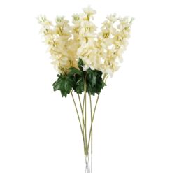 Leaf Pack of 6 x 75cm Delphinium Cream Artificial Stem in White - Size: 6 x 75 cm - thumbnail 2
