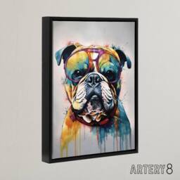 "Artery8 English Bulldog Dog With Sunglasses Framed Canvas Wall Art Print - Size: W18"" x H24""" - thumbnail 2