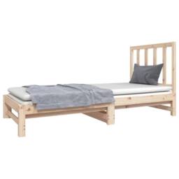 Berkfield Home Pull-out Day Bed 2x(90x190) cm Solid Wood Pine in Brown - thumbnail 3