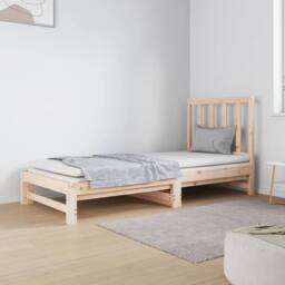 Berkfield Home Pull-out Day Bed 2x(90x190) cm Solid Wood Pine in Brown - thumbnail 1