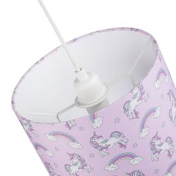 Happy Homewares Beautiful Modern Soft Lilac Cotton Lampshade with Unicorns Clouds & Rainbows - Size: 10 inches - thumbnail 4