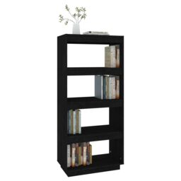 Berkfield Home Book Cabinet/Room Divider Black 60x35x135 cm Solid Pinewood - Size: 60 x 35 x 135 cm - thumbnail 4