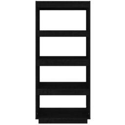 Berkfield Home Book Cabinet/Room Divider Black 60x35x135 cm Solid Pinewood - Size: 60 x 35 x 135 cm - thumbnail 5
