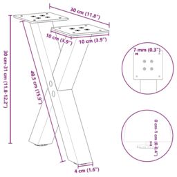 Berkfield Home Coffee Table Legs X-Shaped 2 pcs Natural Steel 30x(30-31) cm Steel in Brown - thumbnail 9