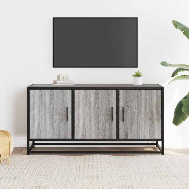Berkfield Home TV Cabinet Grey Sonoma 100x35x50 cm Engineered Wood & Metal - Size: 100 x 35 x 50 cm - image 1