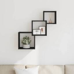 Berkfield Home Wall Cube Shelves Black Oak 68x15x68 cm Engineered Wood - Size: 68 x 15 x 68 cm - thumbnail 3