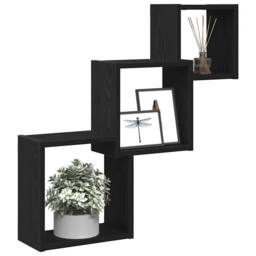 Berkfield Home Wall Cube Shelves Black Oak 68x15x68 cm Engineered Wood - Size: 68 x 15 x 68 cm - thumbnail 4