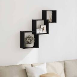 Berkfield Home Wall Cube Shelves Black Oak 68x15x68 cm Engineered Wood - Size: 68 x 15 x 68 cm - thumbnail 2