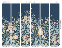 Origin Murals Trailing Lily Wall Mural in Navy - Size: W300 cm x H240 cm - thumbnail 4