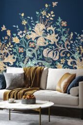 Origin Murals Trailing Lily Wall Mural in Navy - Size: W300 cm x H240 cm - thumbnail 1