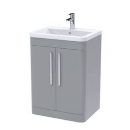 Balterley Aldershawe 2 Door Vanity Unit, Ceramic Basin, 600mm, Grey - thumbnail 1