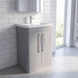 Balterley Aldershawe 2 Door Vanity Unit, Ceramic Basin, 600mm, Grey - thumbnail 4