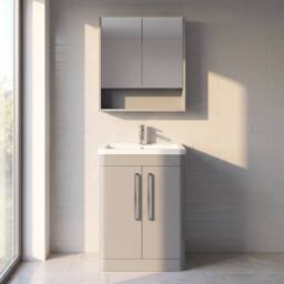 Balterley Aldershawe 2 Door Vanity Unit, Ceramic Basin, 600mm, Grey - thumbnail 6