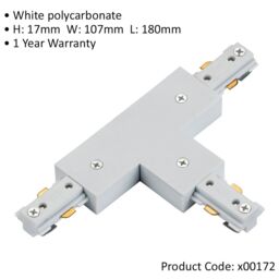 Loops Commercial Track Lighting T-Connector - 180mm x 107mm - White Pc Rail System - thumbnail 2