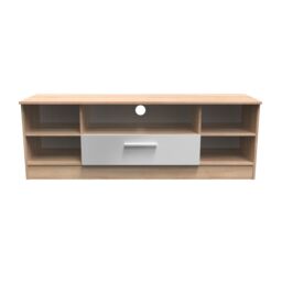 Ready Assembled 2 U Trent Wide 1 Drawer TV & Media Unit (Ready Assembled) in Grey - thumbnail 1