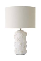ValueLights Selene Linen Shade Ceramic Embossed Seashell Table Lamp in Cream - thumbnail 6