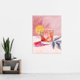 "Artery8 Cocktail Lemon Slice Pink Watercolour Wall Art Print - Size: W24"" x H32""" - thumbnail 4