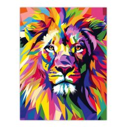 "Artery8 Lion Head Colourful Vibrant Geometric Design Wall Art Print - Size: W24"" x H32""" - thumbnail 1
