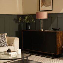 ValueLights Balan Glass & Brushed Chrome Table Lamp with Velvet Drum Lamp Shade & LED Bulb in Dusty Pink - thumbnail 4