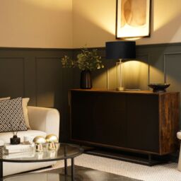 ValueLights Balan Glass & Brushed Chrome Table Lamp with Velvet Drum Lamp Shade & LED Bulb in Dusty Pink - thumbnail 1