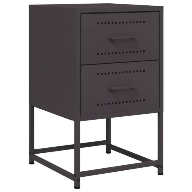 Berkfield Home Bedside Cabinet Black 36x39x60.5 cm Steel - image 1