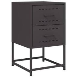 Berkfield Home Bedside Cabinet Black 36x39x60.5 cm Steel - thumbnail 1
