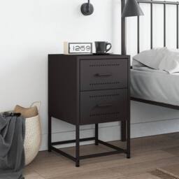 Berkfield Home Bedside Cabinet Black 36x39x60.5 cm Steel - thumbnail 3