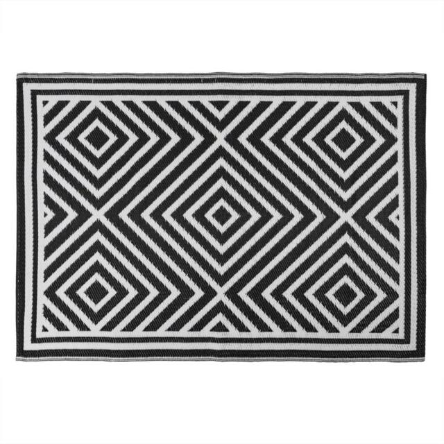 JVL The Gardener Tile Design Outdoor Patio Rug 120x170cm in Black - Size: 120 cm x 170 cm - image 1