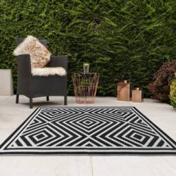JVL The Gardener Tile Design Outdoor Patio Rug 120x170cm in Black - Size: 120 cm x 170 cm - thumbnail 7