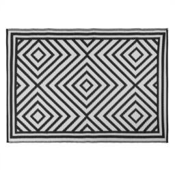 JVL The Gardener Tile Design Outdoor Patio Rug 120x170cm in Black - Size: 120 cm x 170 cm - thumbnail 2