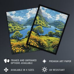 Artery8 Lake District Landscape Painting Helvellyn View Framed Art Print in Blue - Size: A4 - thumbnail 2