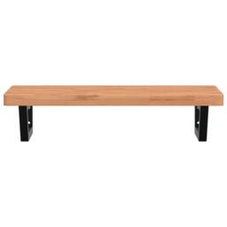 Berkfield Home Basin Shelf Wall Mounted Steel & Solid Wood Beech in Brown - thumbnail 4