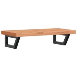 Berkfield Home Basin Shelf Wall Mounted Steel & Solid Wood Beech in Brown - thumbnail 1