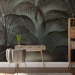 Superfresco Easy Palm Silhouette Teal Print To Order 3m x 2.8m Mural in Blue