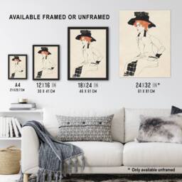 Artery8 Portrait of a Woman with Black Hat Vintage Framed Wall Art Print Schiele in Beige - Size: A4 - thumbnail 3