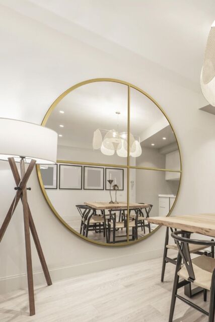MirrorOutlet Gold XL Circular Window Metal Wall & Leaner Mirror (180 x 180CM) - Size: 1 Pack - image 1
