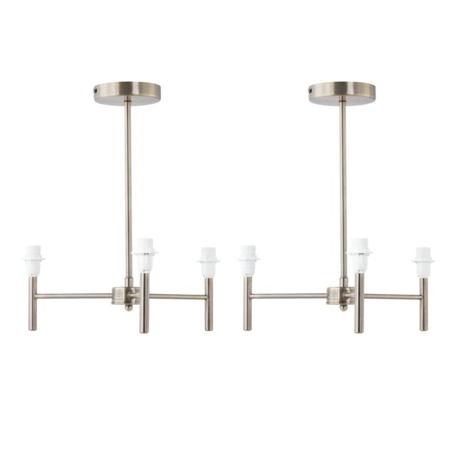 First Choice Lighting Set of 2 Brea - Antique Brass 3 Arm Semi Flush Fittings Only in Gold - image 1