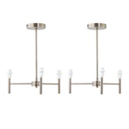First Choice Lighting Set of 2 Brea - Antique Brass 3 Arm Semi Flush Fittings Only in Gold