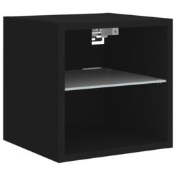 Berkfield Home TV Wall Cabinet with LED Lights Black 30x28.5x30 cm - thumbnail 7