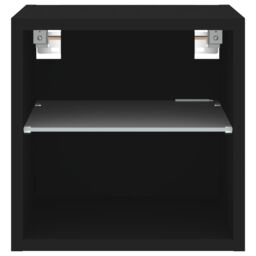 Berkfield Home TV Wall Cabinet with LED Lights Black 30x28.5x30 cm - thumbnail 8