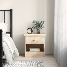 Berkfield Home Beautiful Bedside Cabinet ALTA 43x35x40.5 cm Solid Wood Pine in Natural - thumbnail 2
