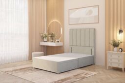 "Somnior Austin 4 Drawer Divan Bed Base & 54"" Floor Standing Headboard Tweed in Natural - Size: King" - thumbnail 2