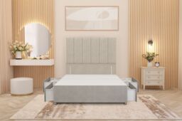 "Somnior Austin 4 Drawer Divan Bed Base & 54"" Floor Standing Headboard Tweed in Natural - Size: King" - thumbnail 4