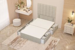 "Somnior Austin 4 Drawer Divan Bed Base & 54"" Floor Standing Headboard Tweed in Natural - Size: King" - thumbnail 3