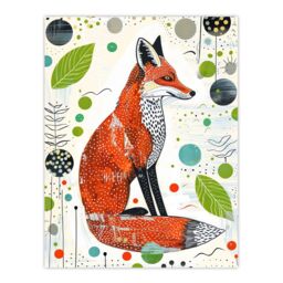 "Artery8 Fox Folk Art Simple Bright Abstract Design Wall Art Print in Orange - Size: W12"" x H16""" - thumbnail 1